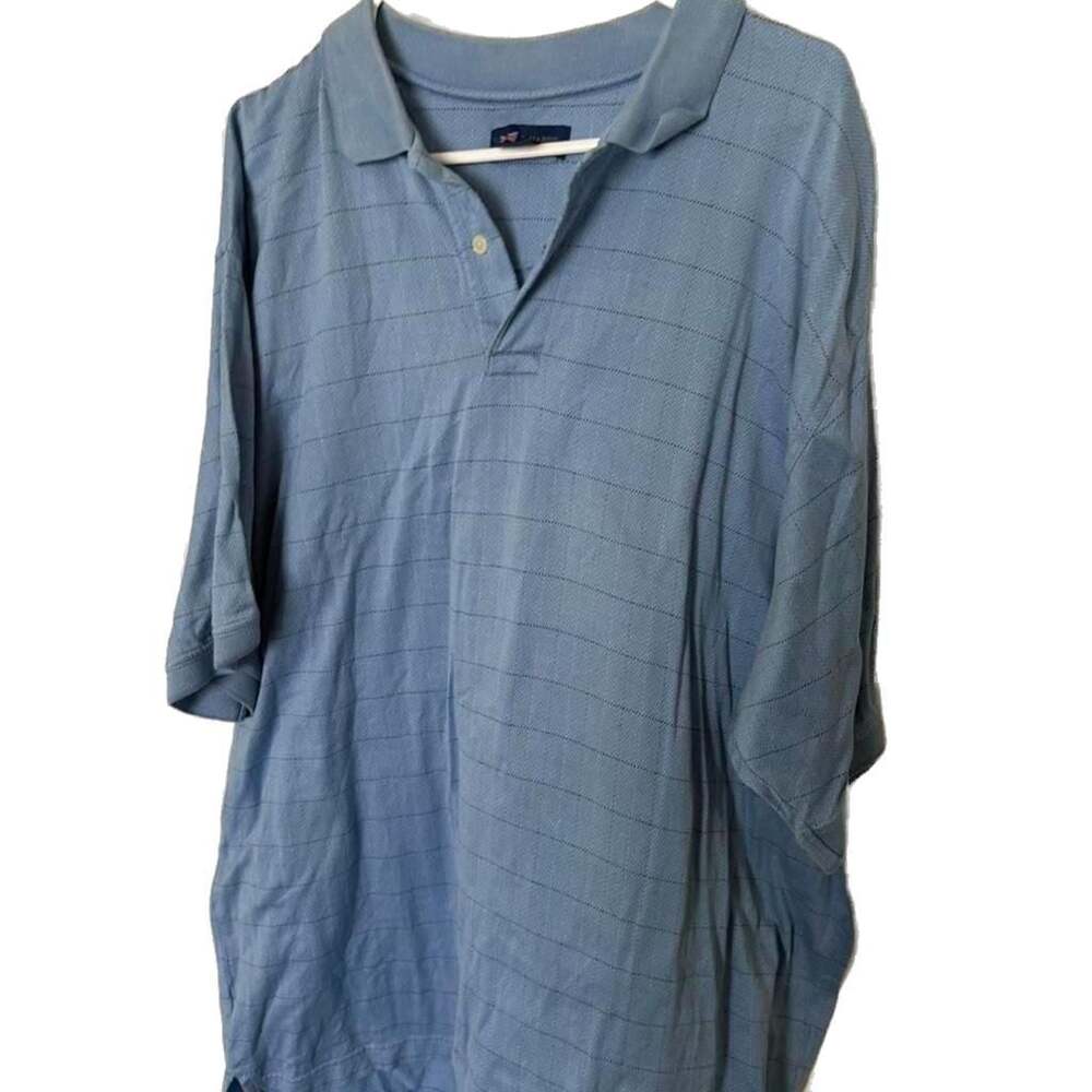 T. Harris London Blue Striped Cotton Polo Shirt